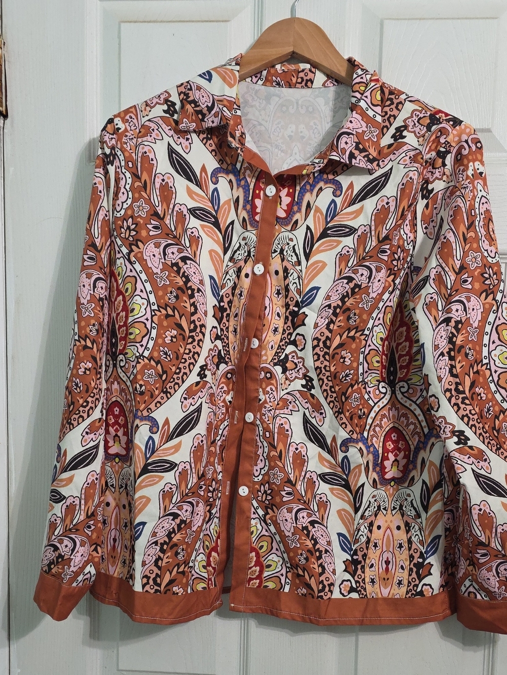 Shein Paisley Button-Up Blouse